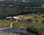Aerial of ranch main pond & barn