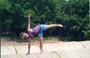 Some balancing half moon yoga on the hay bales